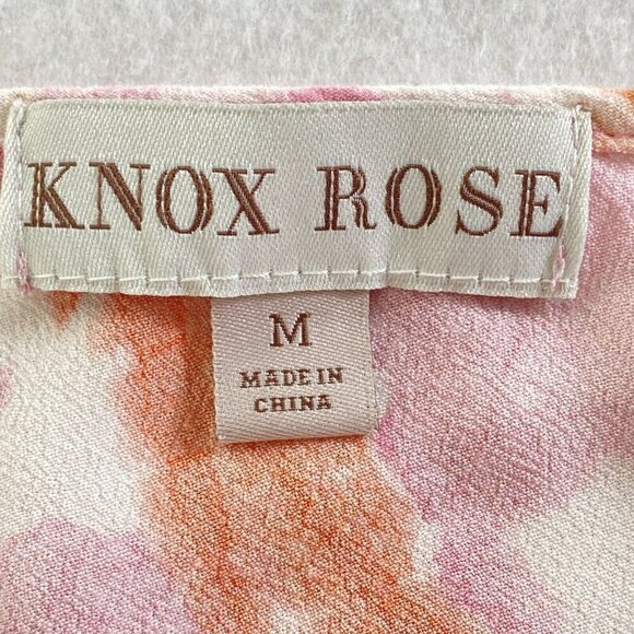 KNOX ROSE Maxi Dress V Neck Short Sleeve Side Slits Tie Dye Pink M 81-30 - Picture 12 of 13